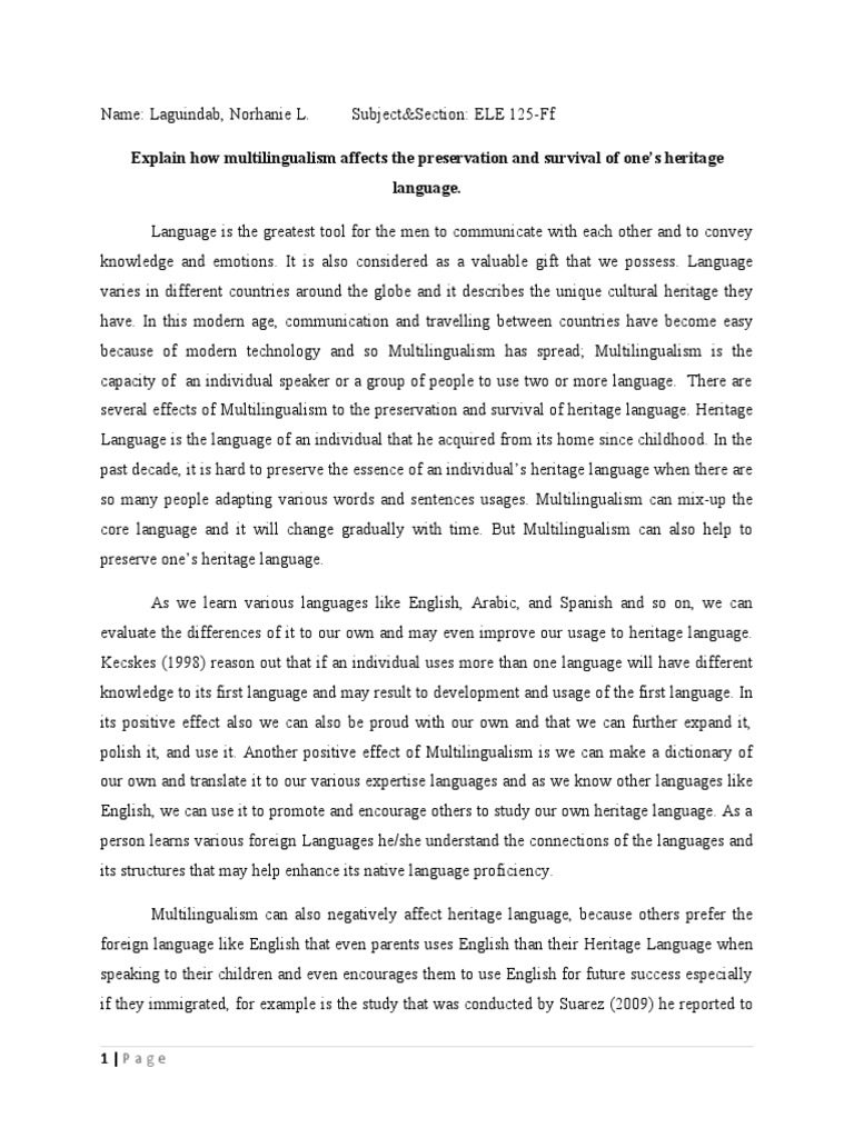 Ele125-First Assignment | PDF | Multilingualism | Foreign Language