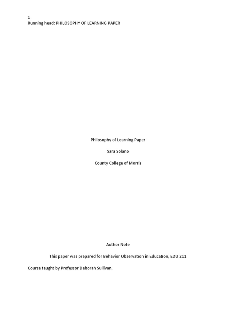 Personal Philosophy of Learning Insights | PDF | Teachers | Educational ...