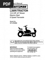 Owner's Manual: 15.5 HP, 42" Mower Electric Start 6 Speed Transaxle