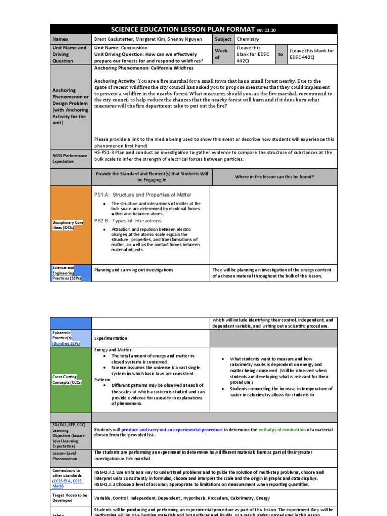 Science Education Lesson Plan Format | PDF | Educational Assessment ...