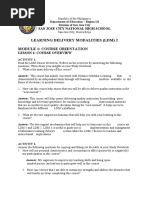 Learning Delivery Modalities (LDM) 2 Module 1: Course Orientation