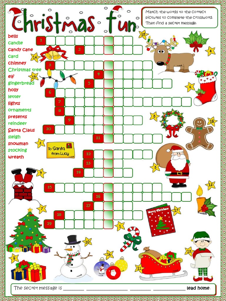 Christmas Fun Crossword Crosswords Fun Activities Games Warmers Coolers