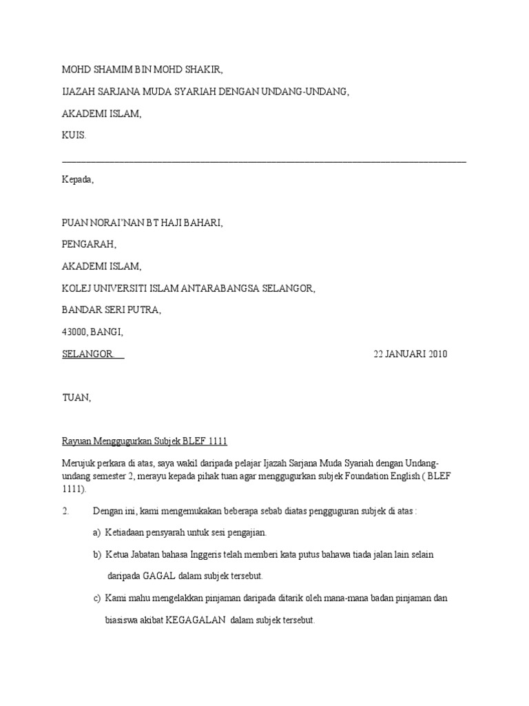 Surat Kiriman Rasmi Bahasa Inggeris Spm