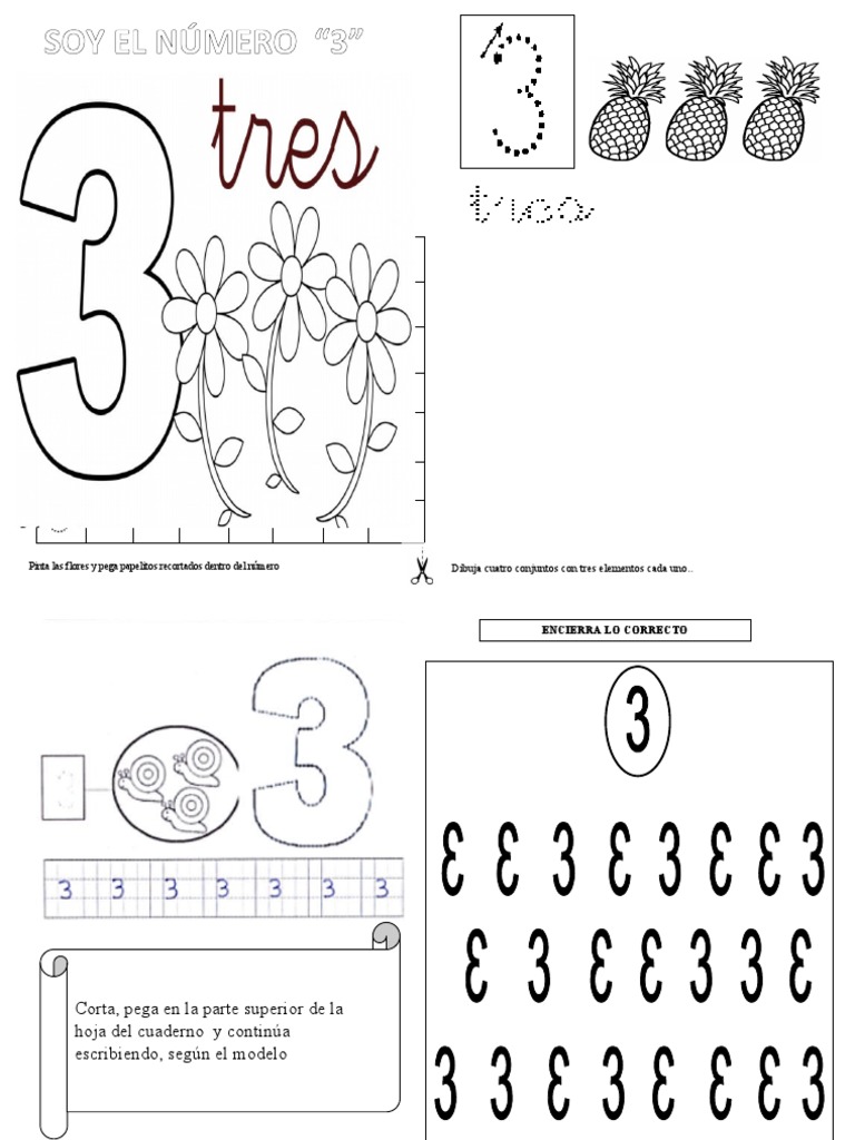 Actividades para el Número 3 Preescolar | PDF | Hogar, jardinería y ...