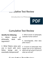 Cumulative Test Review: Introduction To Philosophy