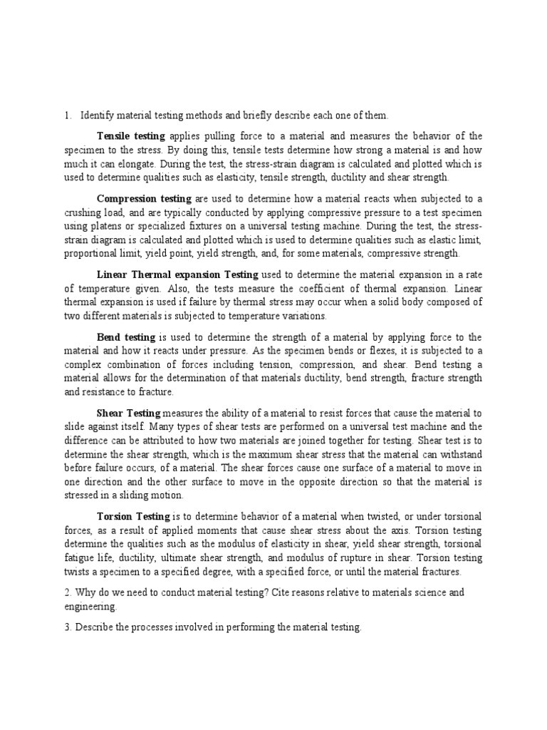 Materials Science and Testing | PDF | Strength Of Materials ...