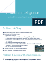 Artificial Intelligence: Lecture 2: Propositional Logic 2 Solve Problems