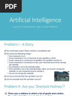 Artificial Intelligence: Lecture 2: Propositional Logic 2 Solve Problems