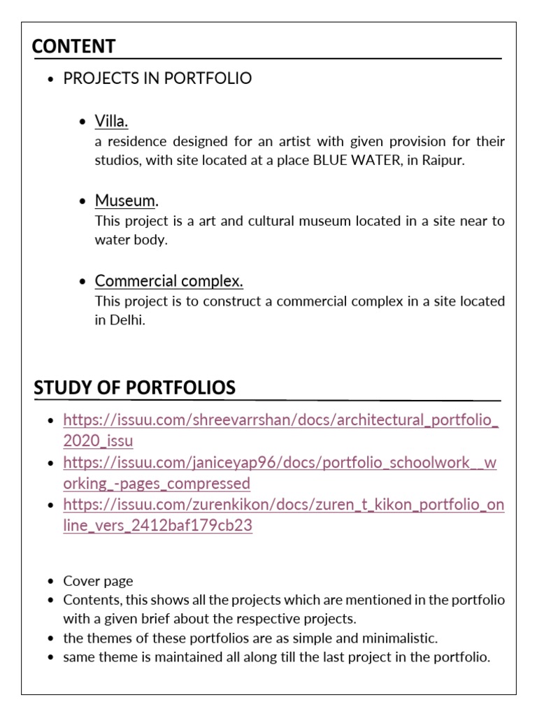 Content: Projects in Portfolio - Villa | PDF