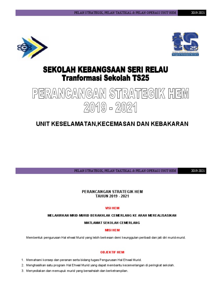 Perancangan Strategik Hem Unit Keselamatan 2019 2021 Pdf