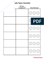 Daily Tasks Checklist: Task Did You Complete It? How Did It Go?