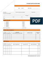 SUN Student Application Form (For Online Application)