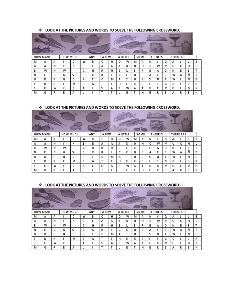 Look at The Pictures and Words To Solve The Following Crossword | PDF ...