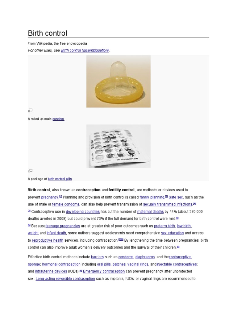 Birth Control: For Other Uses, See | PDF | Birth Control | Family Planning