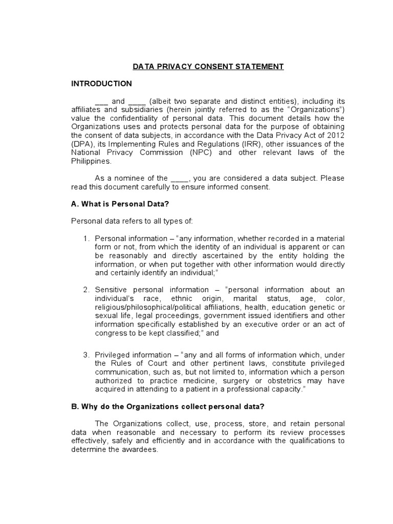 Sample Data Privacy Form v.2 | PDF | Privacy | Information Privacy