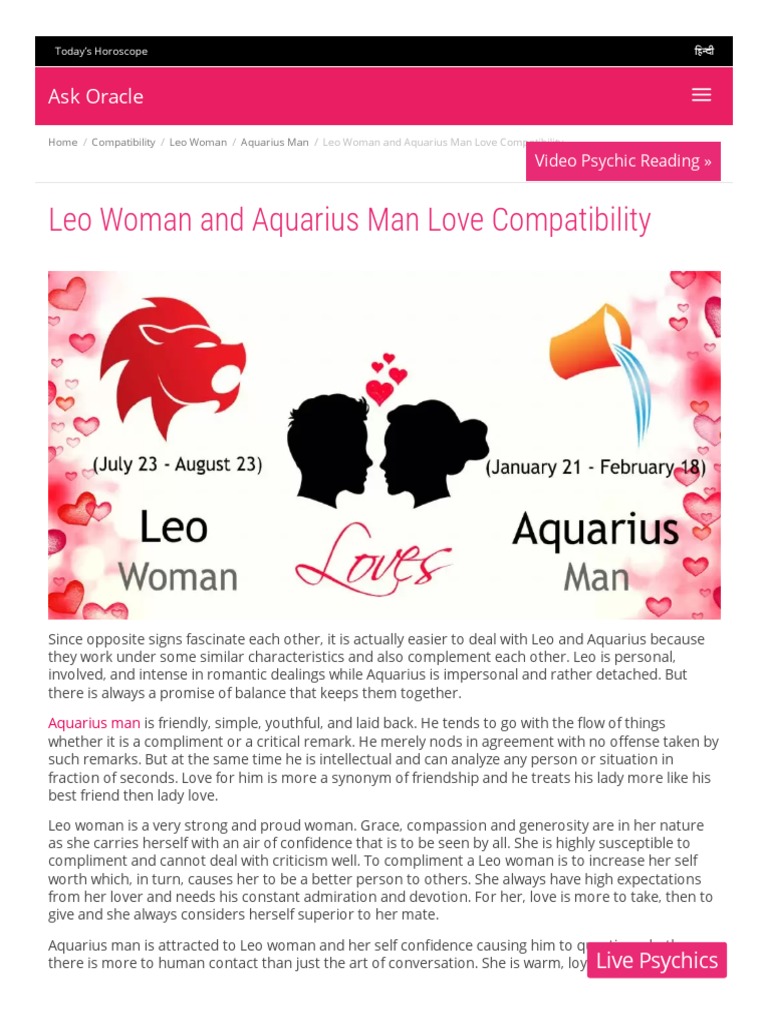 WWW Ask Oracle Com Sign Compatibility Leo Woman Aquarius Man