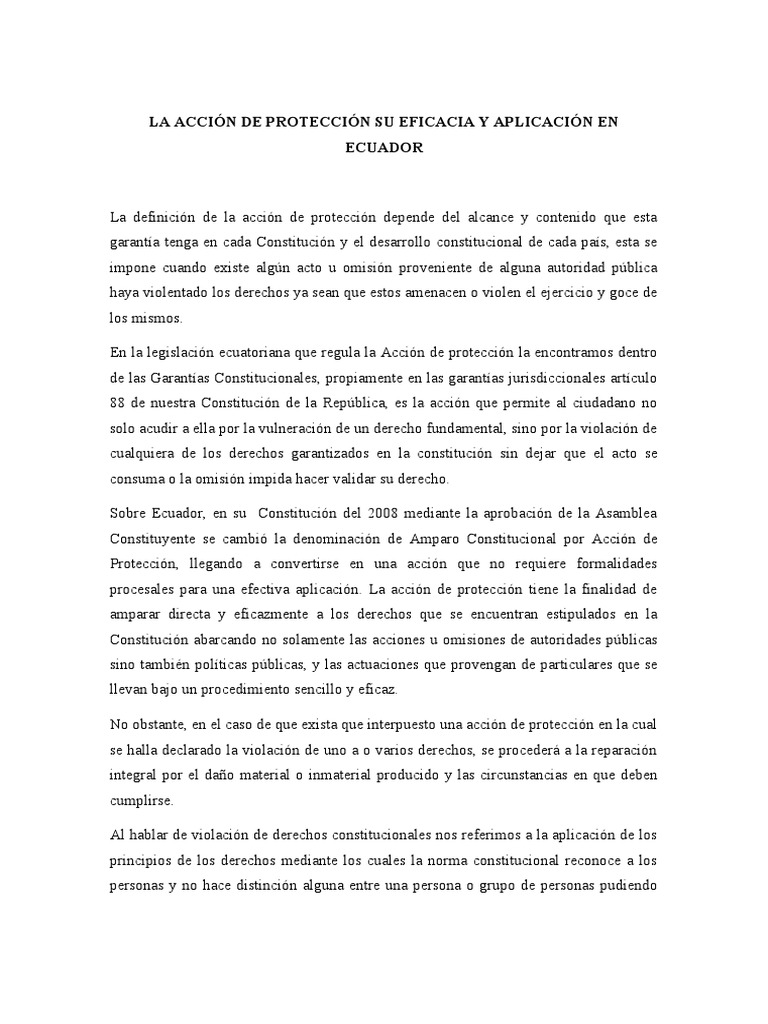 Eficacia de la Acción de Protección en Ecuador | PDF | Derecho ...