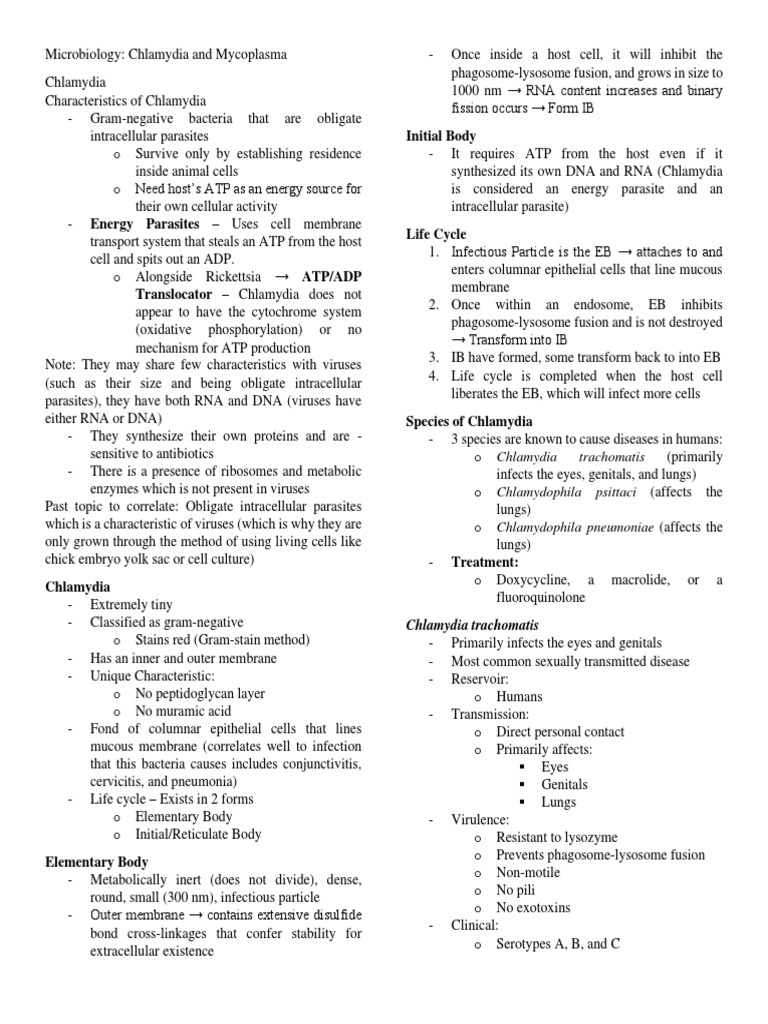 Chlamydia and Mycoplasma | PDF | Microbiology | Medical Specialties