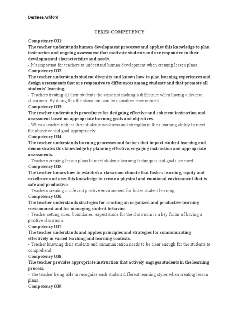 Texes Competency | PDF | Competence (Human Resources) | Teachers