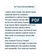Keep Customer Focus First and Maintain Integrity