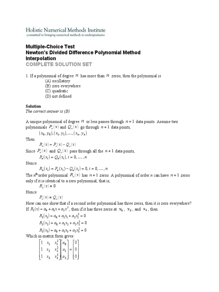 Newton's Divided Difference Method | PDF | Interpolation | Polynomial