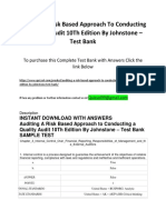 Auditing A Risk Based Approach To Conducting A Quality Audit 10Th Edition by Johnstone - Test Bank