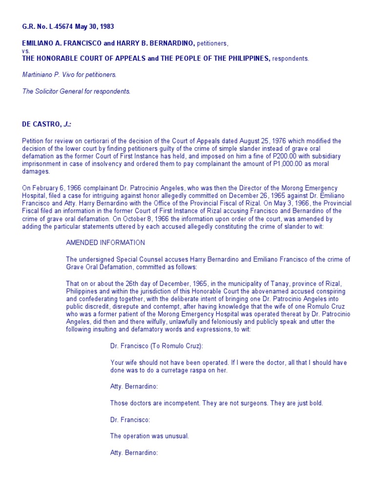 Art 91 Francisco Vs CA PDF Defamation Statute Of Limitations