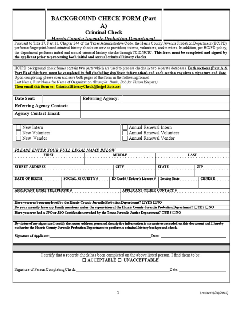 Harris County Background Check Form | PDF | Criminal Record | Race And ...