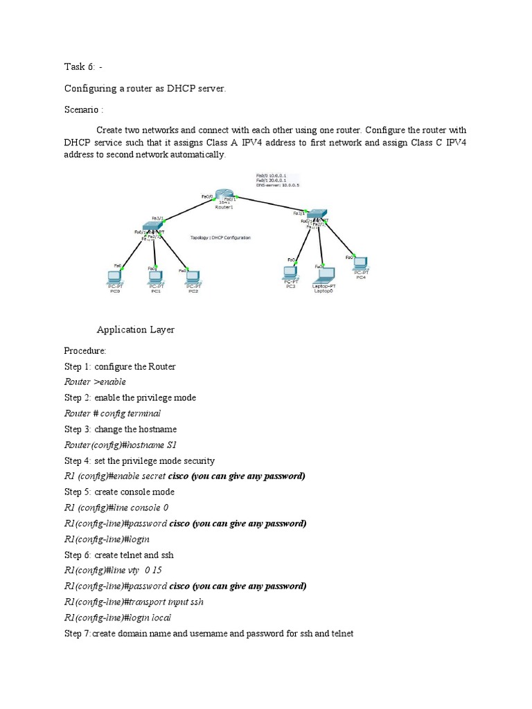 Configuring Router as DHCP Server | PDF