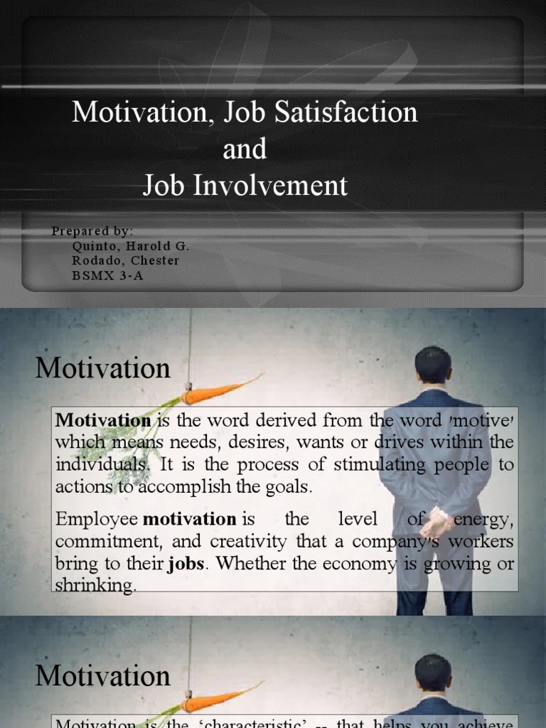 Motivation, Job Satisfacton and Job Involvement | Download Free PDF ...
