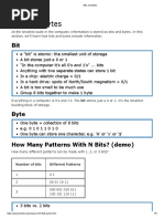 Bits and Bytes: Number of Bits Different Patterns