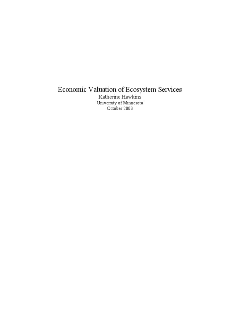 Economic Valuation of Ecosystem Services | PDF | Ecosystem Services | Soil