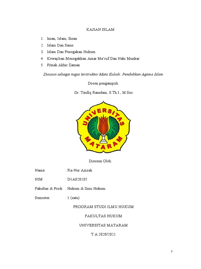 Iman Islam Ihsan, Islam Dan Sains, Islam Dan Penegakan Hukum, Amar Ma ...