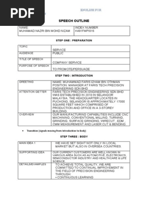 SPEECH OUTLINE