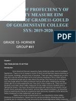 Level of Profeciency of Safety Measure Eim Major of Grade11-Gould of Goldenstate College SYS: 2019-2020