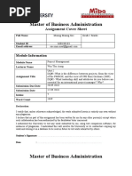 Master of Business Administration: Assignment Cover Sheet