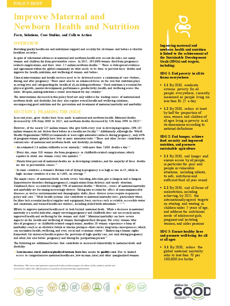 Improve Maternal Nutrition | PDF | Maternal Death | Breastfeeding