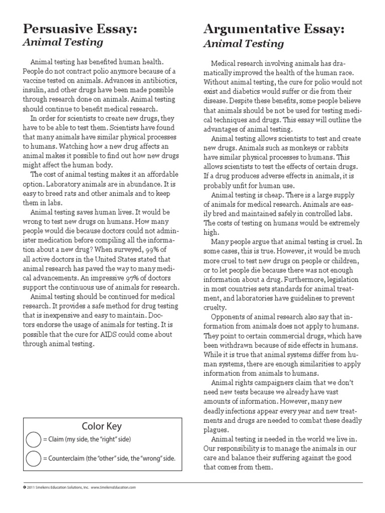 Argumentative Essay Persuasive Essay Animal Testing Animal Testing