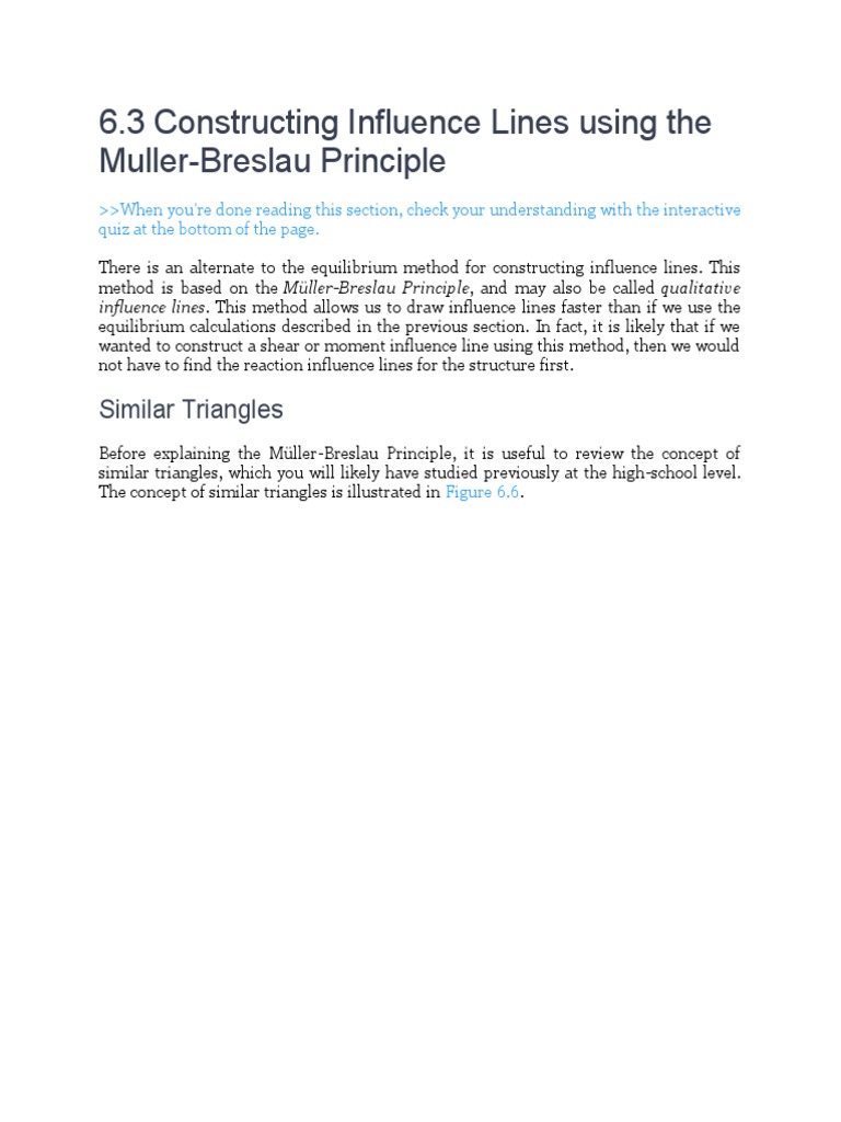 6.3 Constructing Influence Lines Using The Muller-Breslau Principle ...