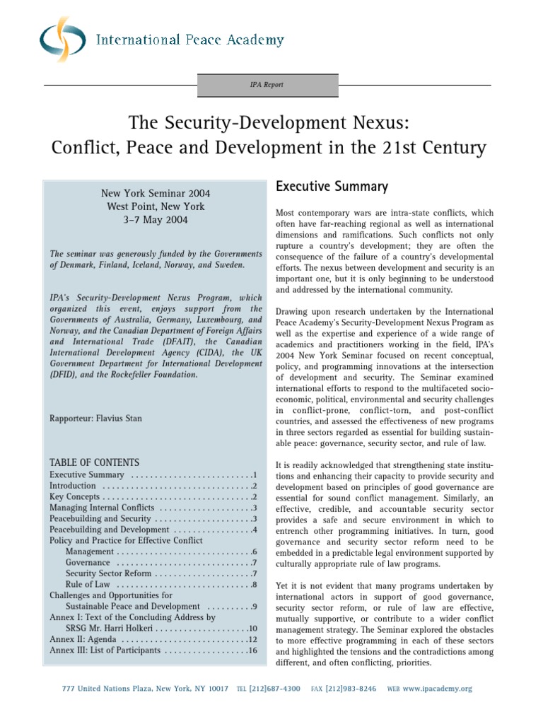 Security Dev Nexus PDF | PDF | Peacebuilding | Peacekeeping