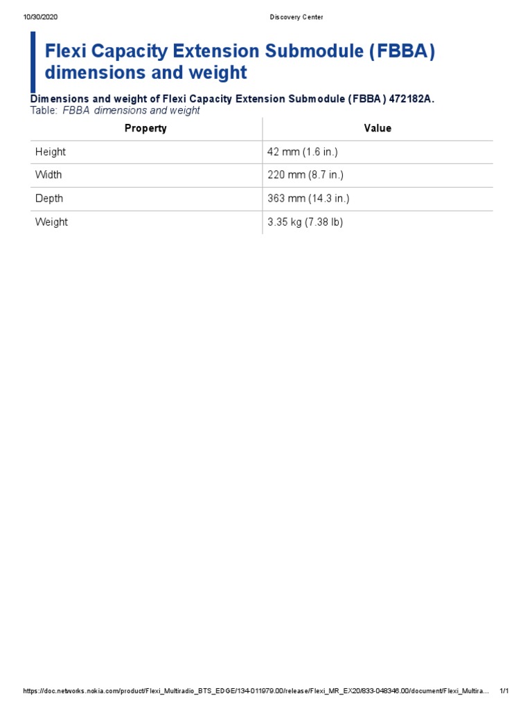 FBBA Dimensions and Weight Details | PDF