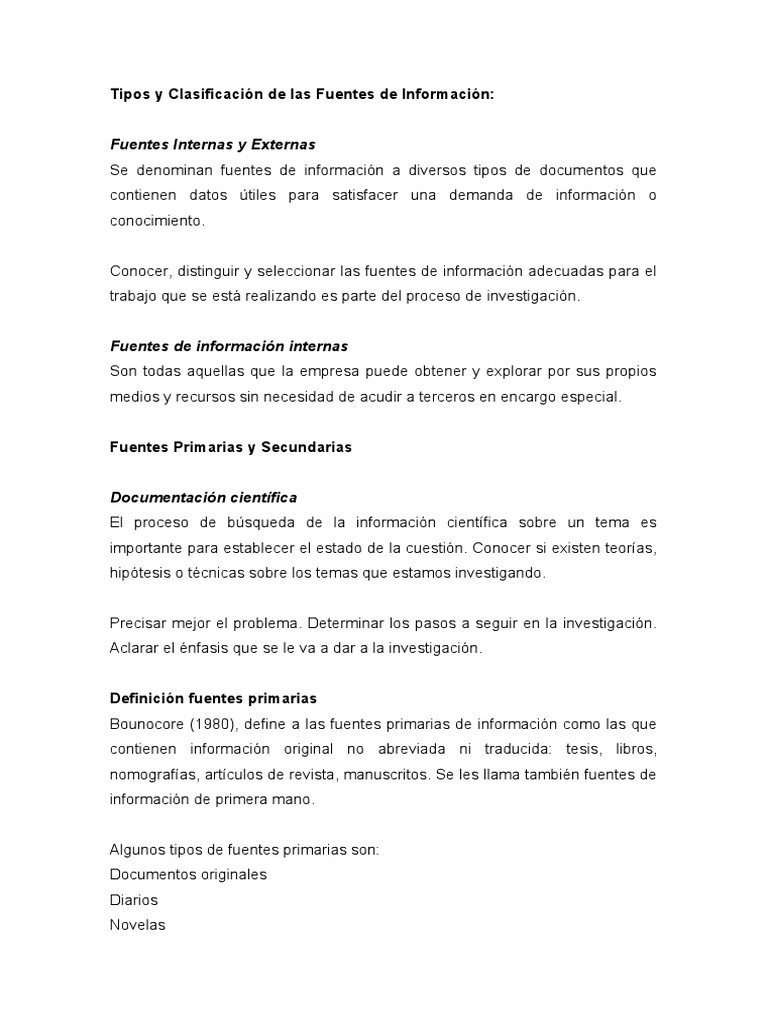 Clasificación de Fuentes de Información | PDF | Información | Conocimiento