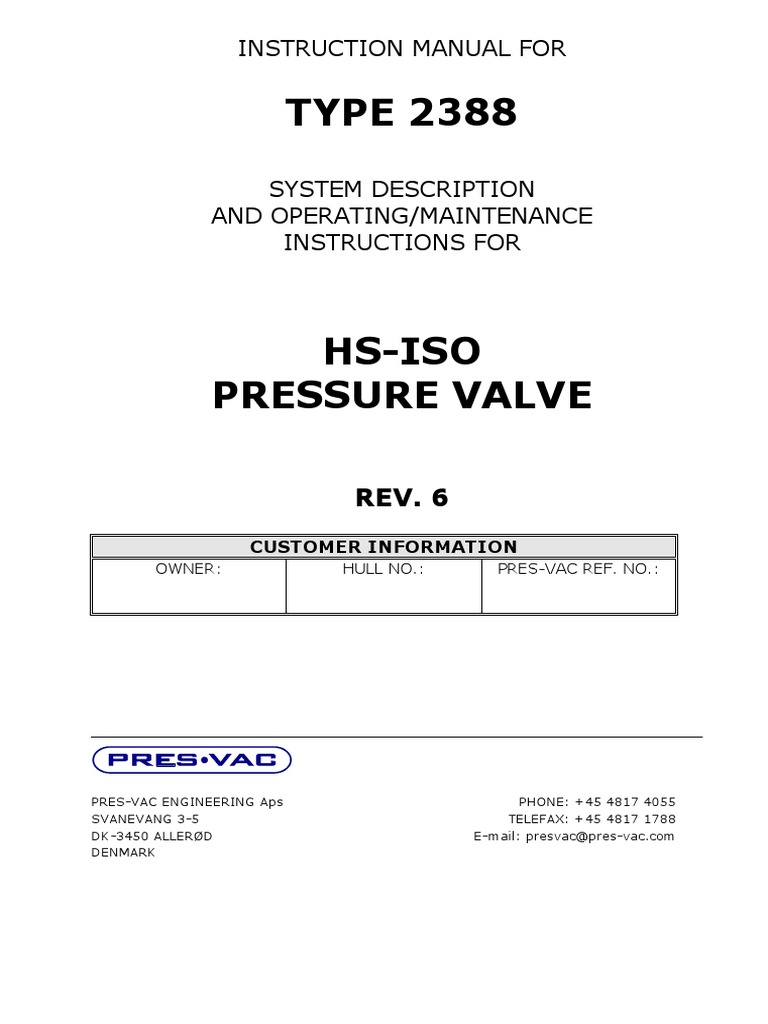 TYPE 2388: Instruction Manual For | PDF | Valve | Leak