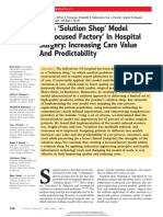 From Solution Shop' Model To Focused Factory' in Hospital Surgery: Increasing Care Value and Predictability