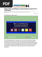 MCQ in Wire and Wireless Communications System Part 1 - ECE Board