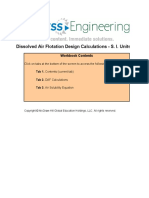 Dissolved Air Flotation Design Calculations - S. I. Units: Workbook Contents