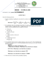 Name: SHEILA MAE V. CABASAG Date:NOV. 27, 2020 Course No. CED 601 Descriptive Title: THEORY OF PROBABILITY