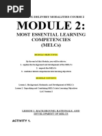 Most Essential Learning Competencies (Melcs) : Learning Delivery Modalities Course 2