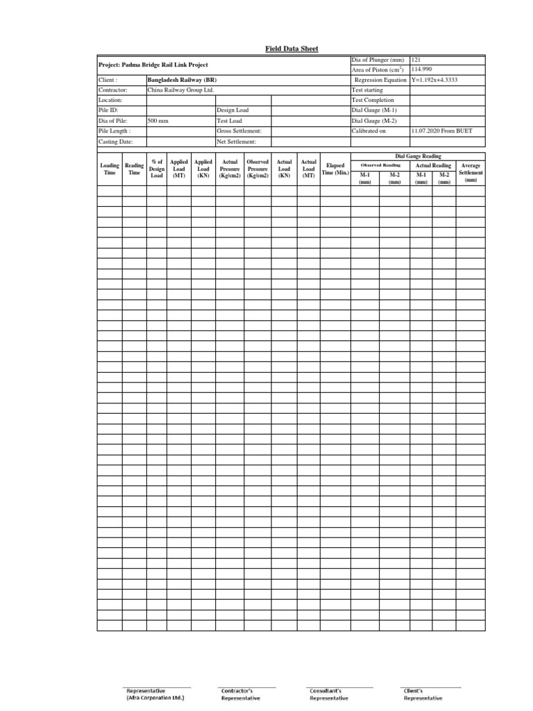 Field Data Sheet Crec Field cmp 1 PDF Rail Transport Railway