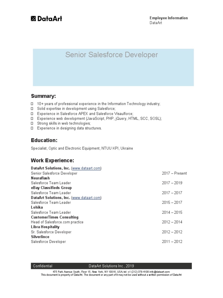 Senior Salesforce Developer Profile | PDF | J Query | Web Service
